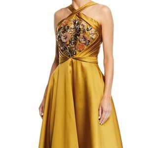 Marchesa Notte criss-cross beaded halter ball gown